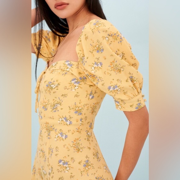 Floral Yellow Puff Sleeve Dress - Picture 2 of 9